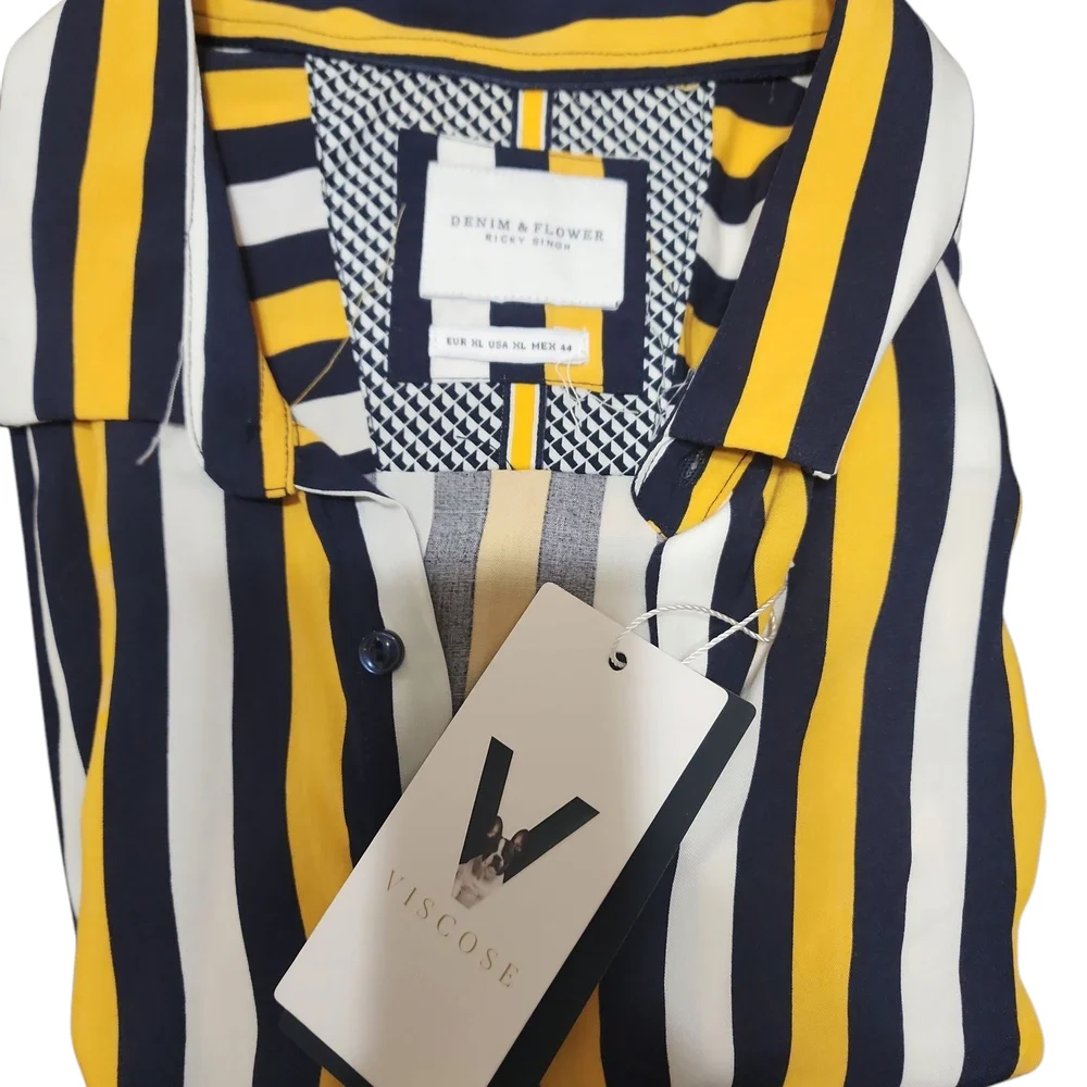 Striped Yellow and Black Men's Shirt - Picture 5 of 6